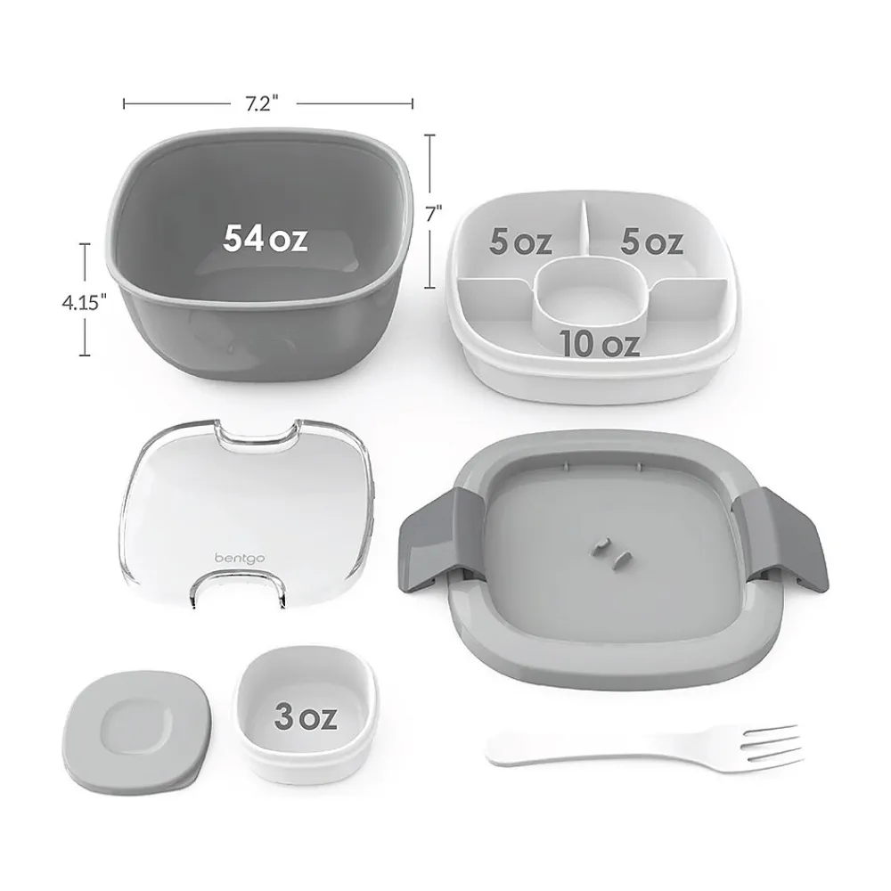 Lunch Totes & Water Bottles|bentgo Salad Container, Gray, 54 oz. (BGOSAL-Y)