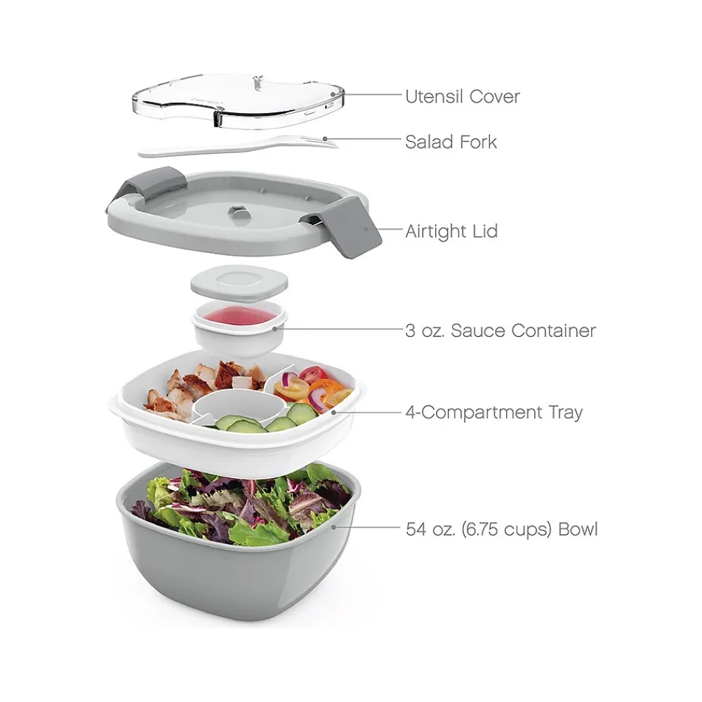 Lunch Totes & Water Bottles|bentgo Salad Container, Gray, 54 oz. (BGOSAL-Y)