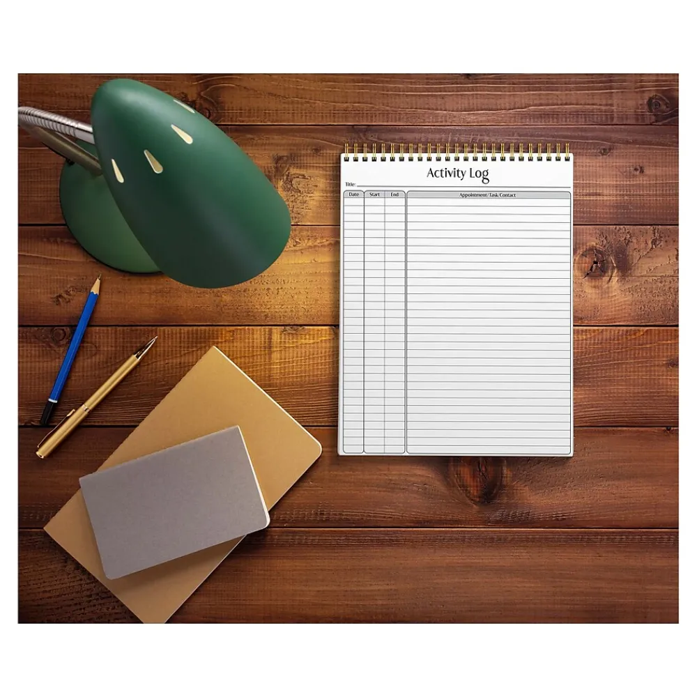 Notepads|Better Office Activity Log Notepad, 8.5" x 11", Project-Ruled, White/Black, 50 Sheets/Pad (25826)