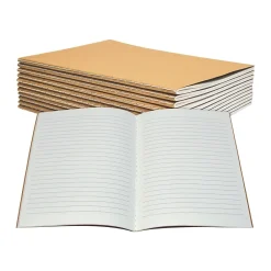 Composition Notebooks|Better Office Composition Notebooks, 5.5" x 8.3", Narrow Ruled, 30 Sheets, Kraft, 12/Pack (25020-12PK)