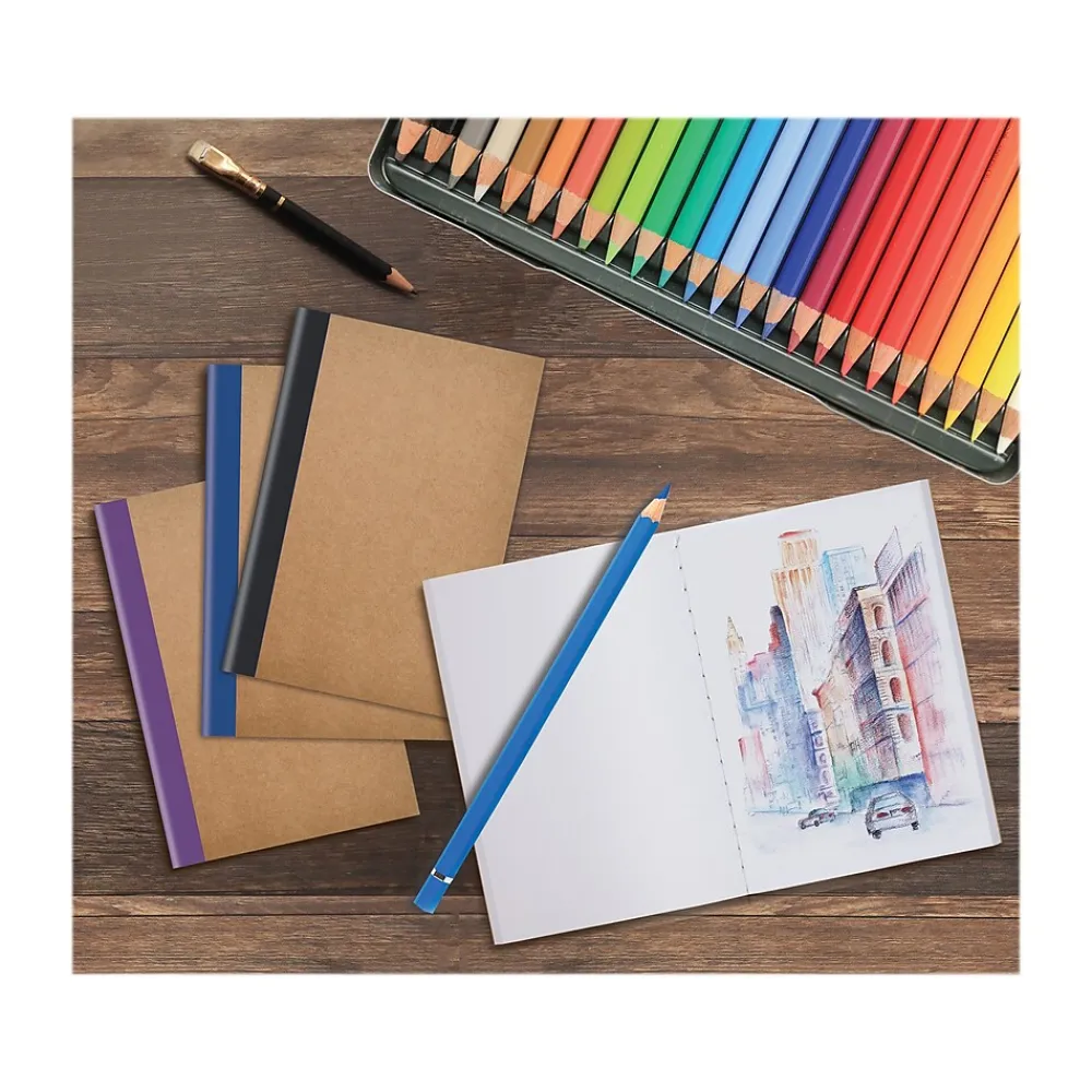 Notebooks|Better Office Customizable Notebook, 4.13" x 5.5", 24 Sheets, Kraft, 24/Pack (25040-24PK)