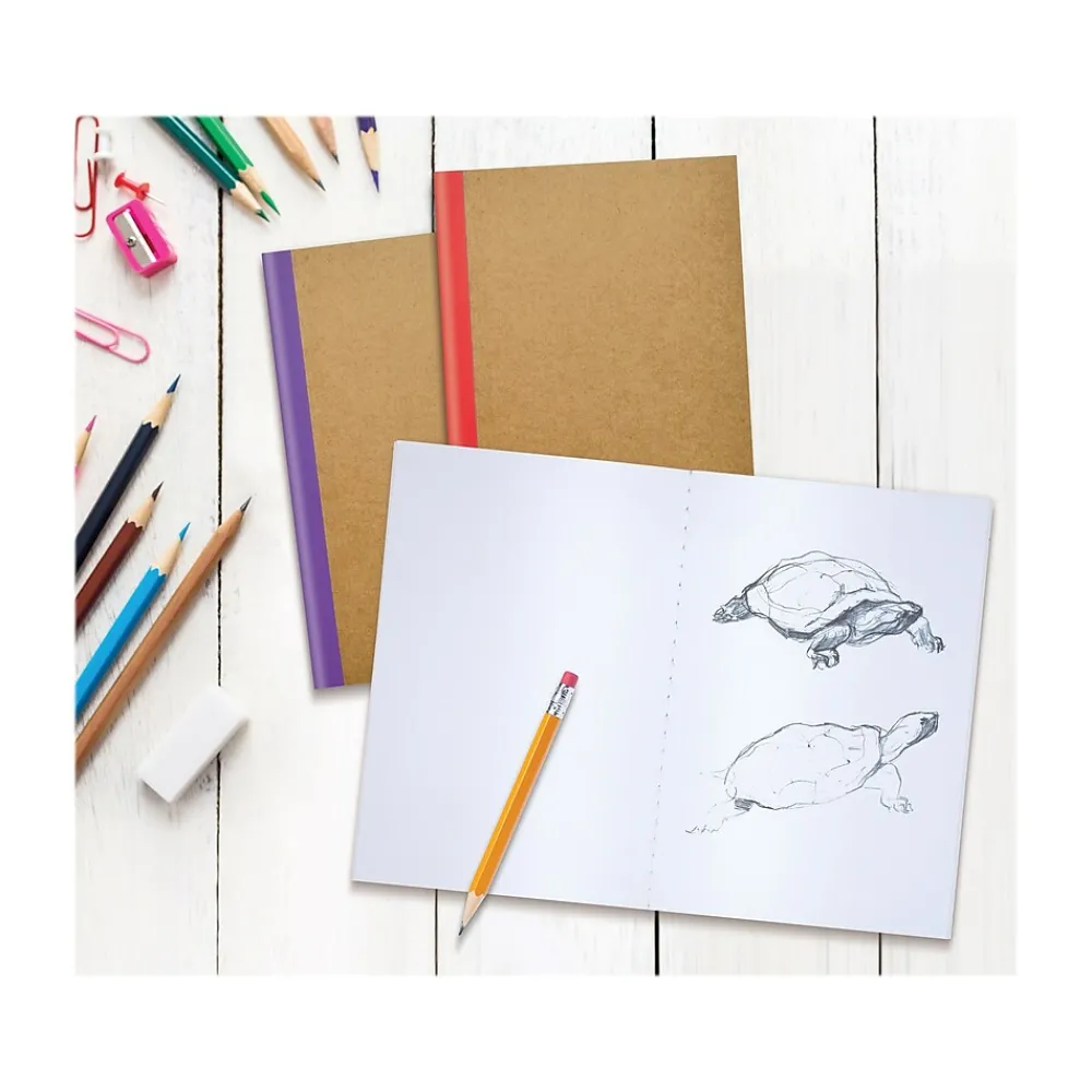Notebooks|Better Office Customizable Notebook, 5.5" x 8.3", 30 Sheets, Kraft, 10/Pack (25030-10PK)