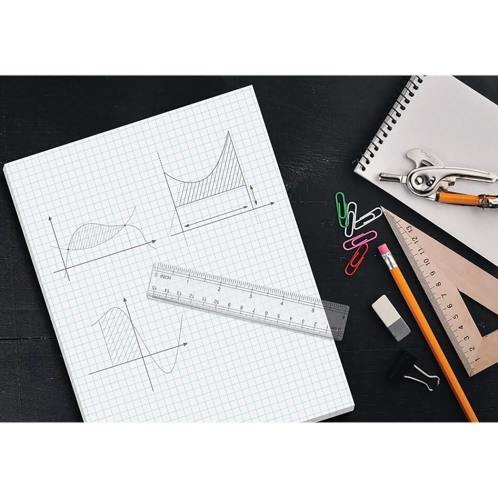Notepads|Better Office Graph Pad, 8.5" x 11", Quad-Ruled, White, 50 Sheets/Pad (25602)
