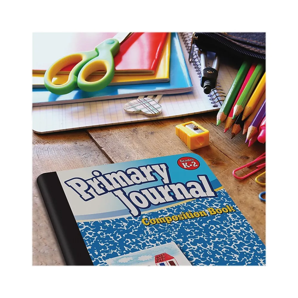 Composition Notebooks|Better Office Primary Journal 1-Subject Composition Notebooks, 7.5" x 9.75", Primary, 100 Sheets, Blue, 6/Pack (25406-6PK)