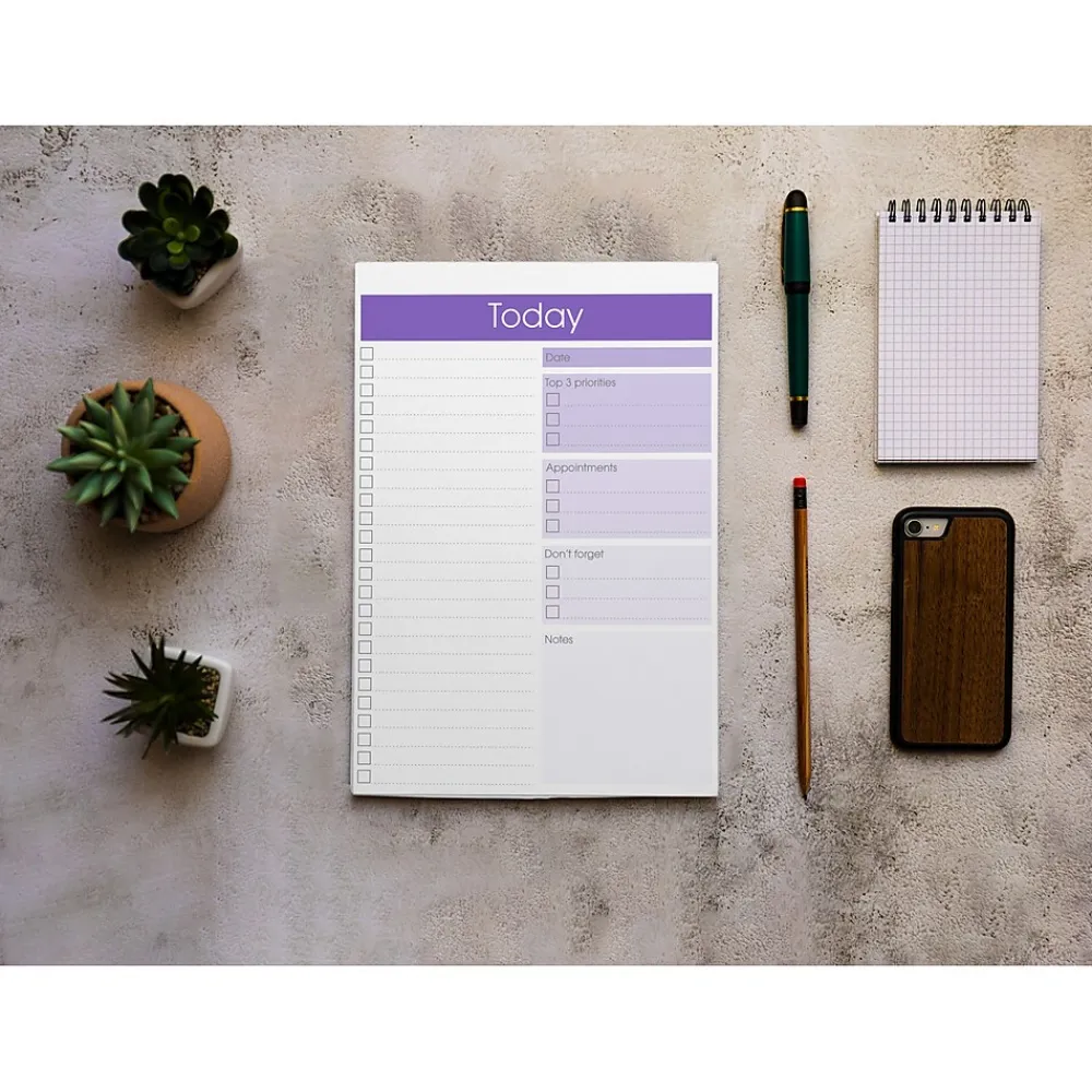 Notepads|Better Office Today Notepad, 7" x 10", Ruled, Assorted Colors, 52 Sheets/Pad, 4 Pads/Pack (25831-4PK)
