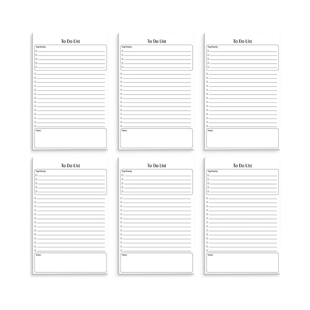 Notepads|Better Office To-Do List Notepad, 5.5" x 8.5", Ruled, White, 50 Sheets/Pad, 6 Pads/Pack (25835-6PK)