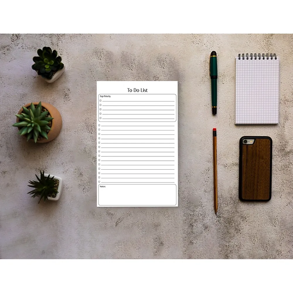 Notepads|Better Office To-Do List Notepad, 5.5" x 8.5", Ruled, White, 50 Sheets/Pad, 6 Pads/Pack (25835-6PK)