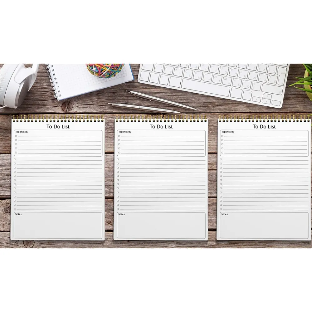 Notepads|Better Office To-Do List Notepad, 8.5" x 11", Ruled, White, 50 Sheets/Pad, 3 Pads/Pack (25823-3PK)