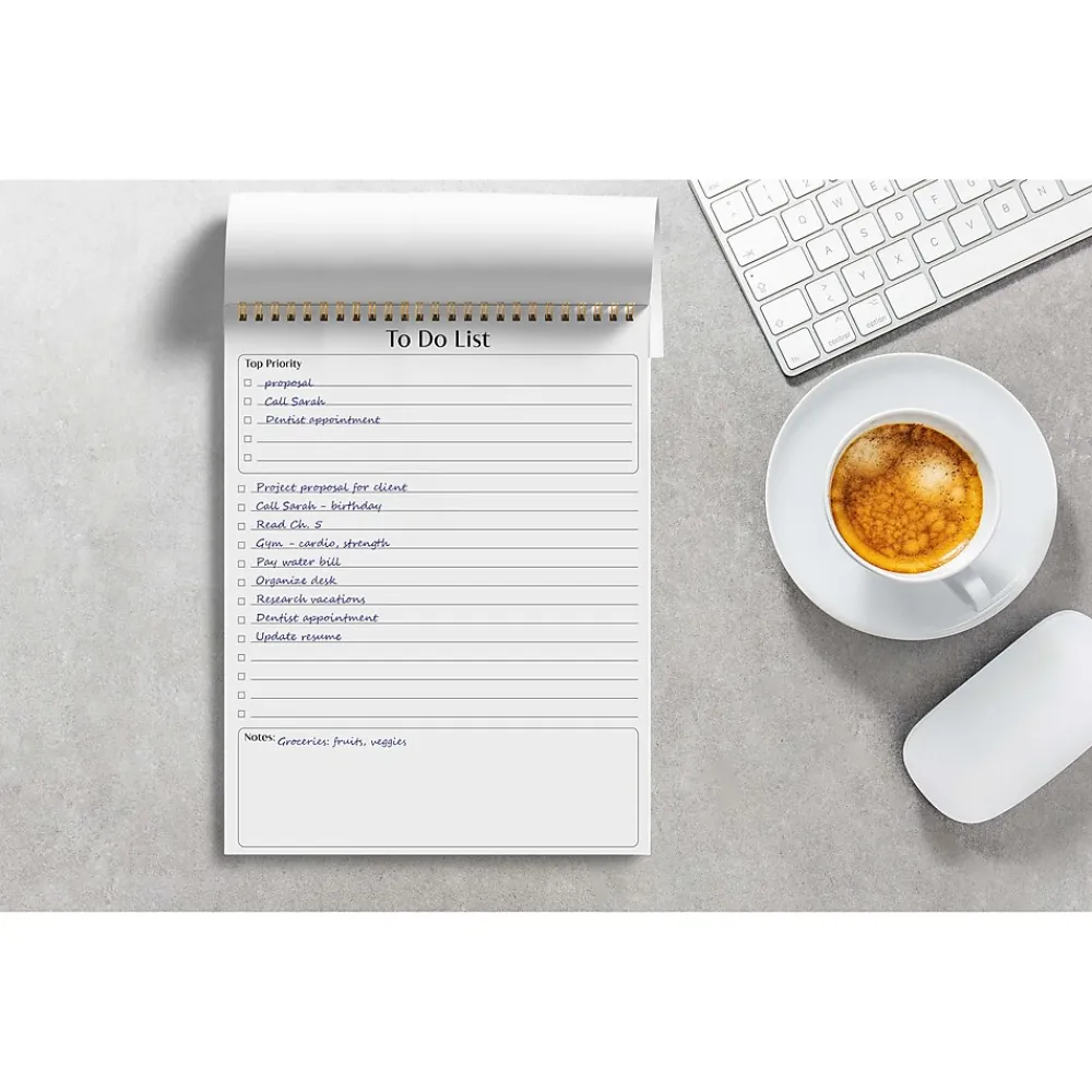 Notepads|Better Office To-Do List Notepad, 8.5" x 11", Ruled, White, 50 Sheets/Pad, 3 Pads/Pack (25823-3PK)