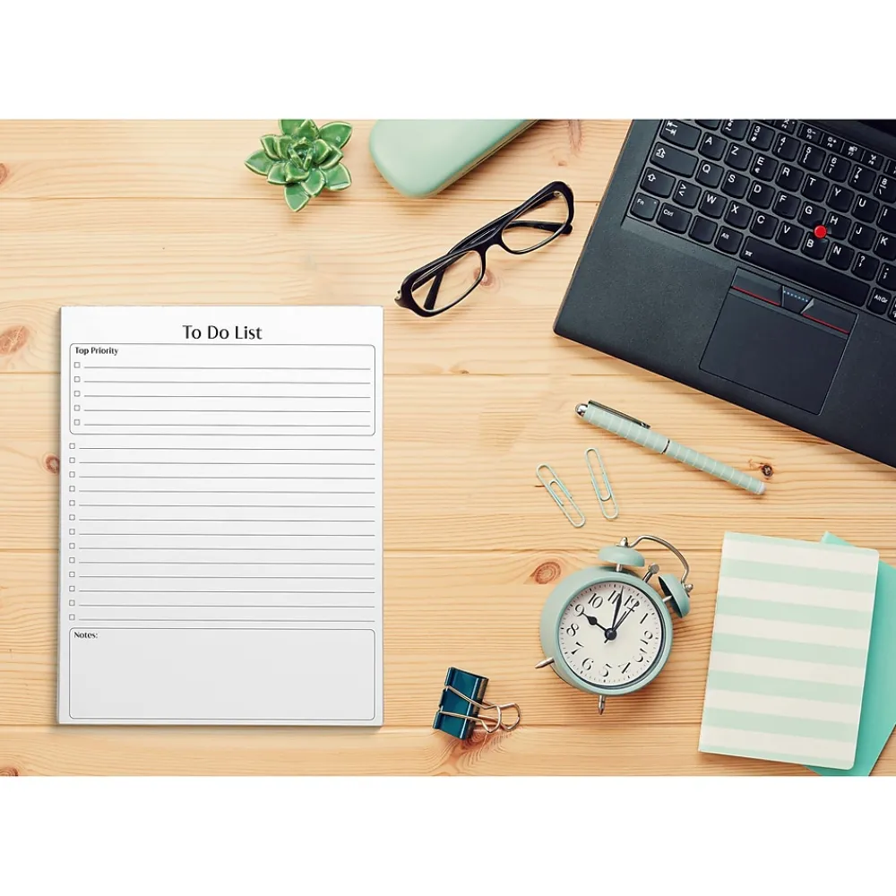 Notepads|Better Office To-Do List Notepad, 8.5" x 11", Project-Ruled, White/Black, 50 Sheets/Pad (25832)
