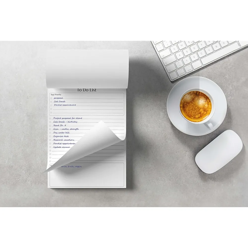 Notepads|Better Office To-Do List Notepad, 8.5" x 11", Project-Ruled, White/Black, 50 Sheets/Pad (25832)