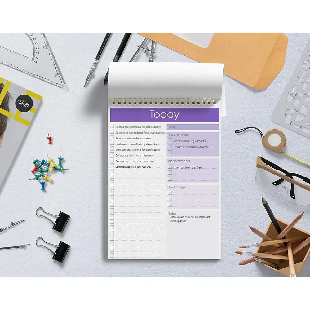 Notepads|Better Office To-Do List Notepads, 7" x 10", Project-Ruled, Assorted Colors, 52 Sheets/Pad, 4 Pads/Pack (25821-4PK)
