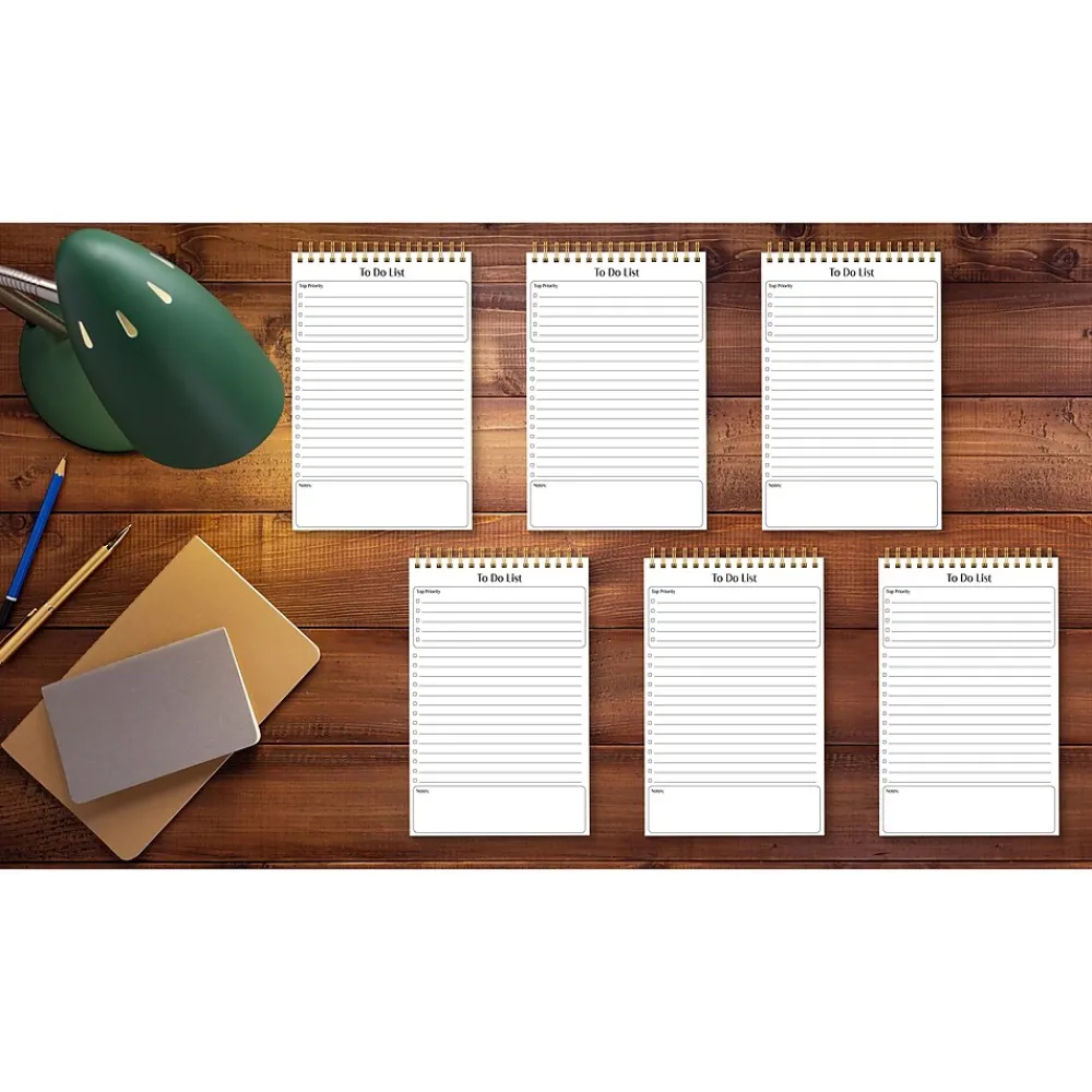 Notepads|Better Office To-Do List Notepad, 5.5" x 8.5", Ruled, White, 50 Sheets/Pad, 6 Pads/Pack (25825-6PK)