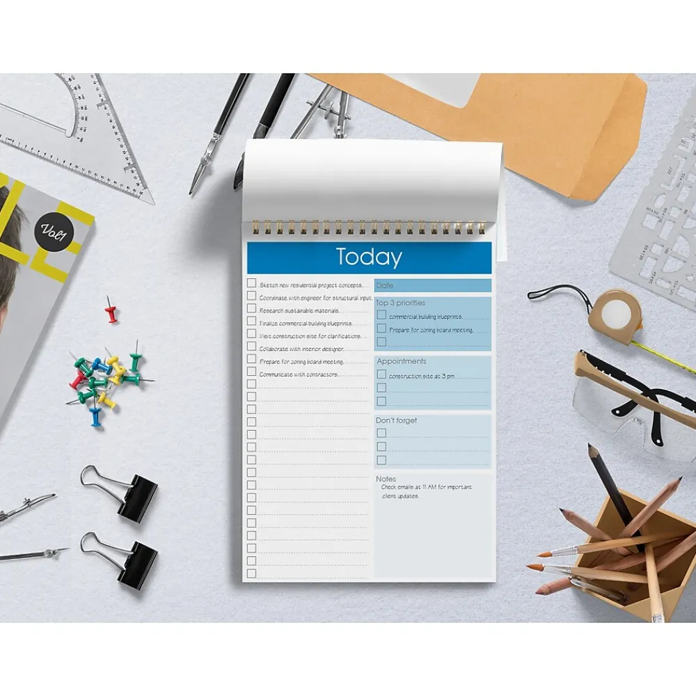 Notepads|Better Office To-Do List Notepad, 7" x 10", Project-Ruled, White/Blue, 52 Sheets/Pad (25820)
