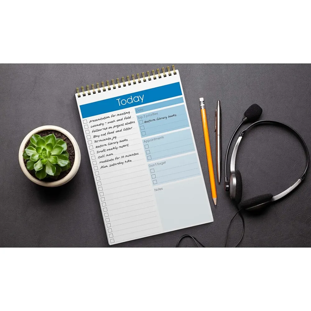 Notepads|Better Office To-Do List Notepad, 7" x 10", Project-Ruled, White/Blue, 52 Sheets/Pad (25820)