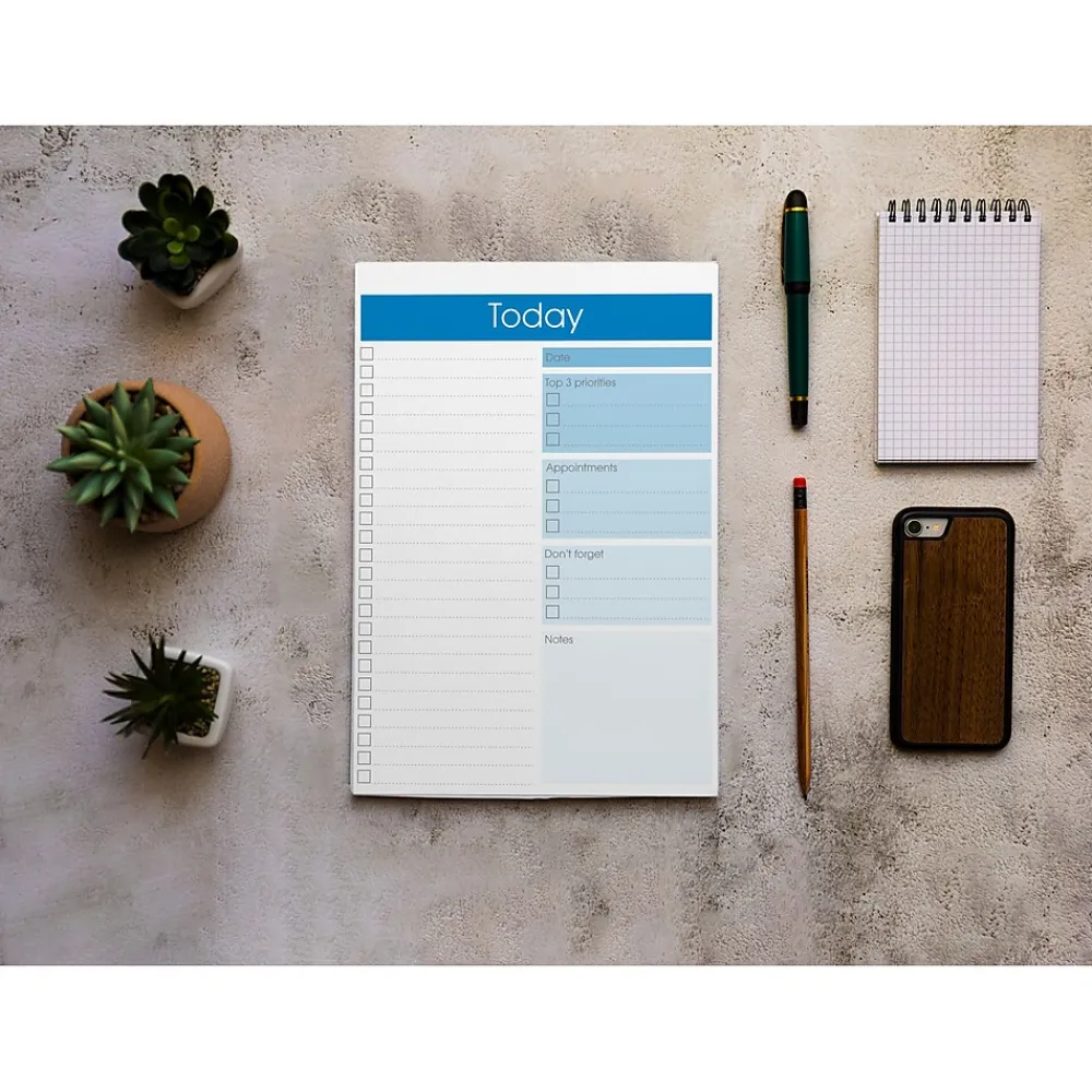 Notepads|Better Office To-Do List Notepad, 7" x 10", Project-Ruled, White/Blue, 52 Sheets/Pad (25830)