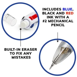 Pencils|BIC 4 Color Retractable 3+1 Ballpoint Pen and Mechanical Pencil, Medium Point (MMLP1AST)