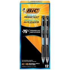 Pencils|BIC Break-Resistant Mechanical Pencils, 0.7mm, #2 Medium Lead, 12/Pack (MV7PR11-BLK)