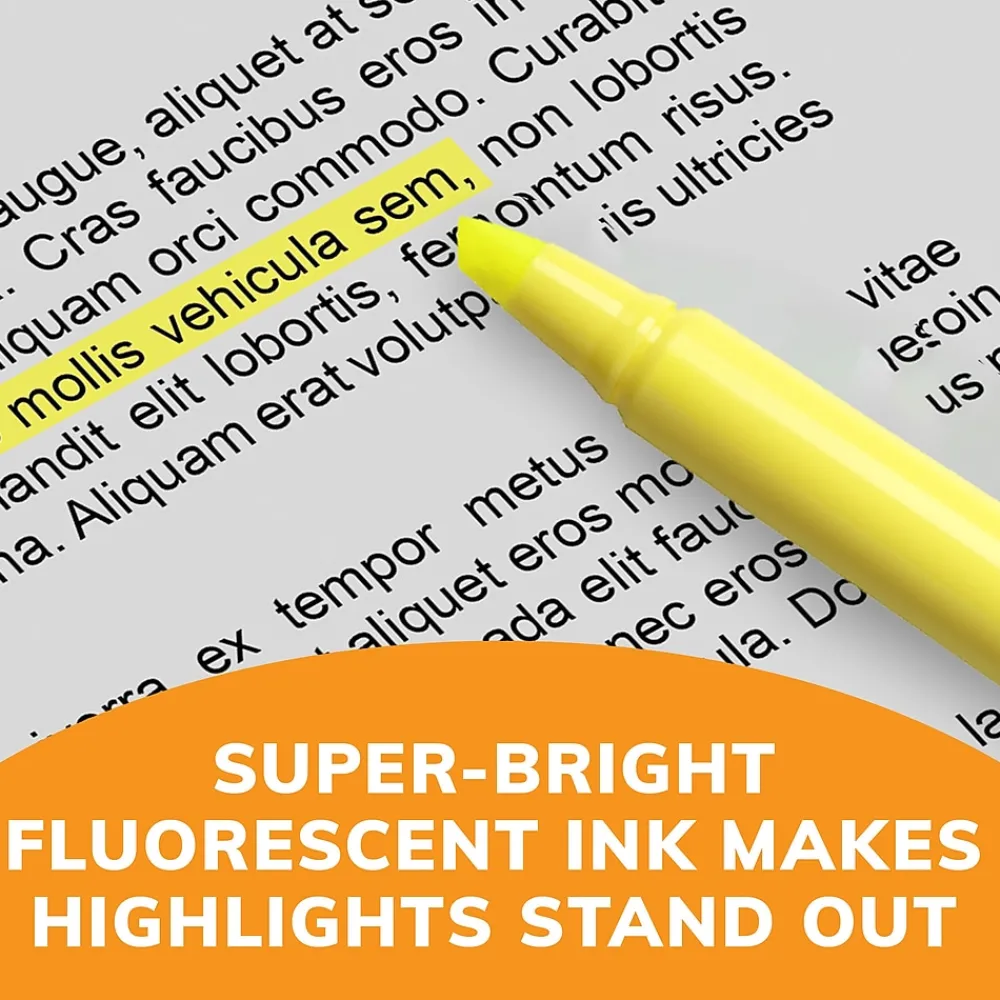 Highlighters|BIC Brite Liner Stick Highlighter, Chisel Tip, Yellow, Dozen (65550)