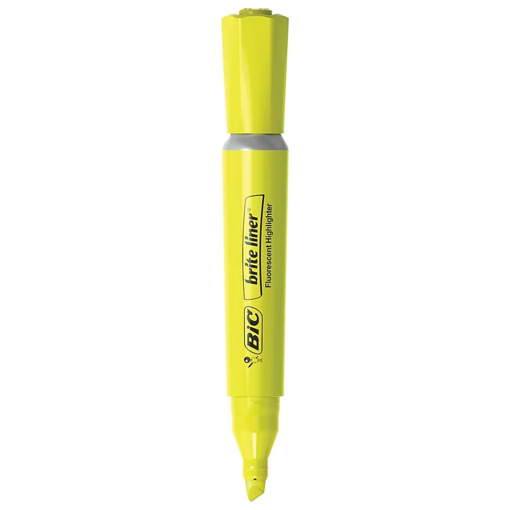 Highlighters|BIC Brite Liner Tank Highlighter, Chisel Tip, Assorted, 4/Pack (32318)