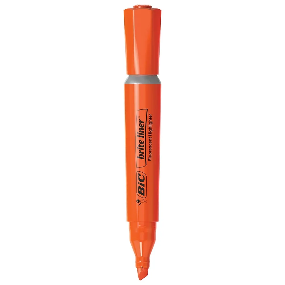 Highlighters|BIC Brite Liner Tank Highlighter, Chisel Tip, Assorted, 4/Pack (32318)