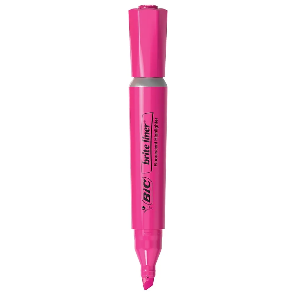 Highlighters|BIC Brite Liner Tank Highlighter, Chisel Tip, Assorted, 4/Pack (32318)