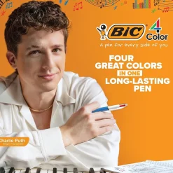 Pens|BIC 4-Color Smooth Retractable Ballpoint Pen, Medium Point, Assorted Ink, 3/Pack (MMSP3-AST)