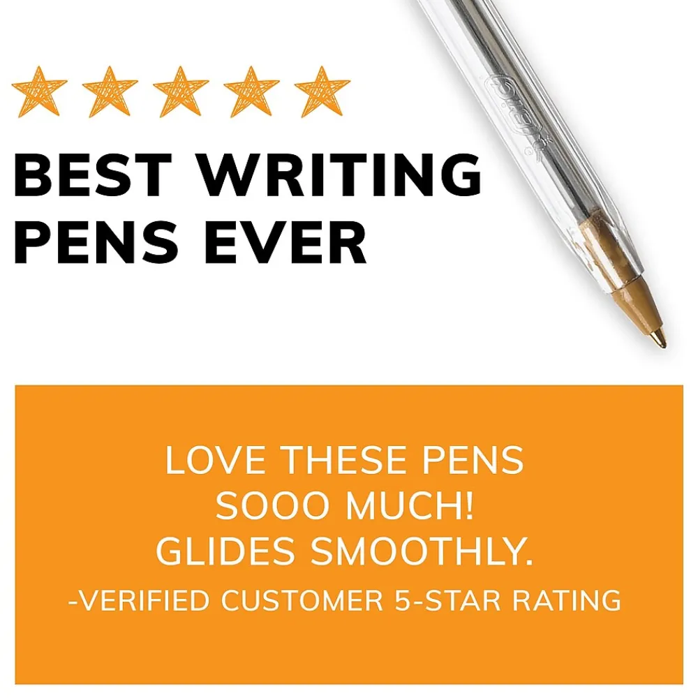 Pens|BIC Cristal Ballpoint Pens, Medium Point, Blue Ink, Dozen (10126/MS11BL)