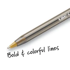 Pens|BIC Cristal Ballpoint Stick Pens, Bold Point, Black Ink, 24/Box (MSBP241-BLK)
