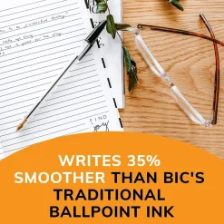 Pens|BIC Cristal Xtra Smooth Ballpoint Penss, Medium Point, 0.1mm, Black Ink, Dozen (MS11BK)