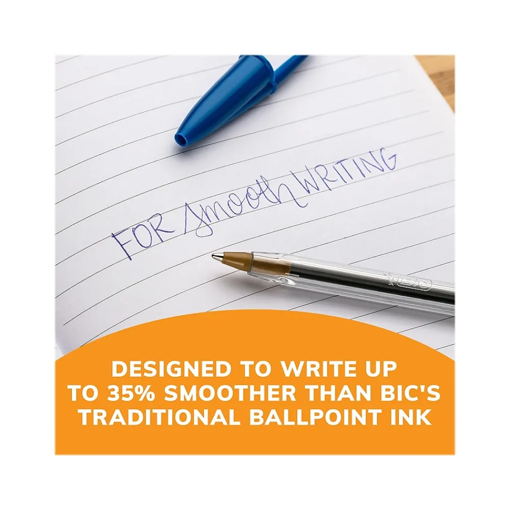 Pens|BIC Cristal Xtra Smooth Ballpoint Pen, Medium Point, Blue Ink, 500/Pack (MS500E-BLU)
