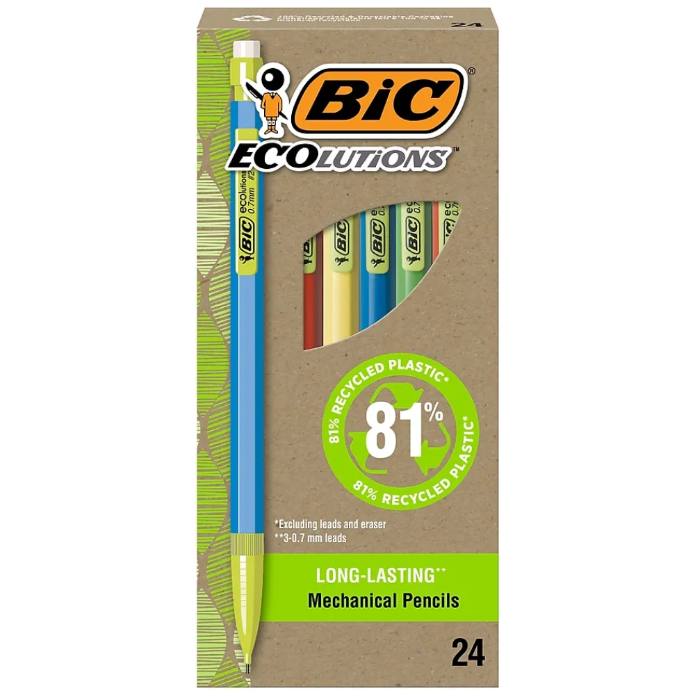 Pencils|BIC Ecolutions Mechanical Pencils, 0.7mm, #2 Medium Lead, 24/Pack (MPE24-BLK)