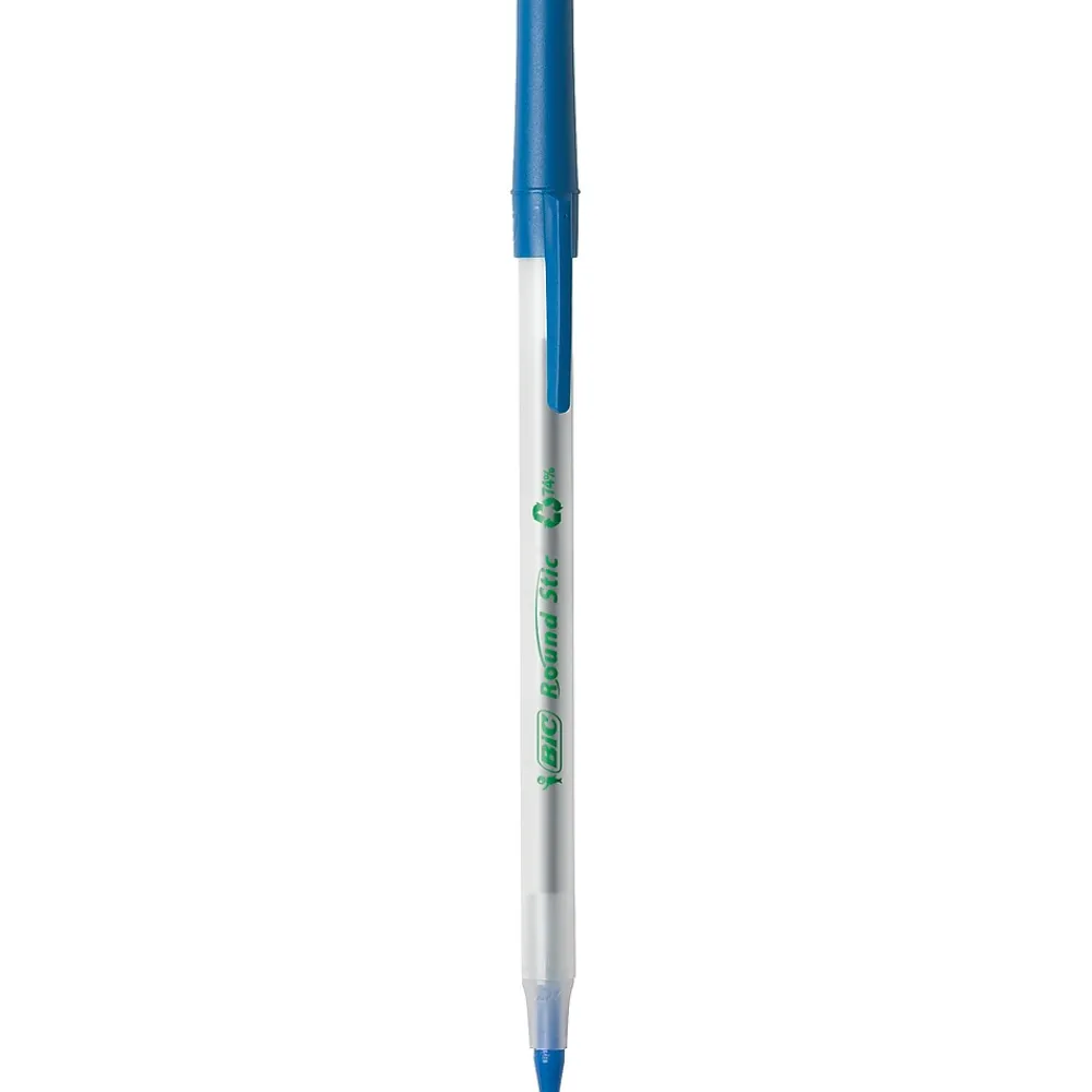 Pens|BIC Ecolutions Round Stic Ballpoint Pens, Medium Point, Blue Ink, 50/Pack (GSME509-BLU)