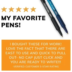 Pens|BIC Soft Feel Retractable Ballpoint Pens, Medium Point, 1.0mm, Black Ink, Dozen (SCSM11BLK)