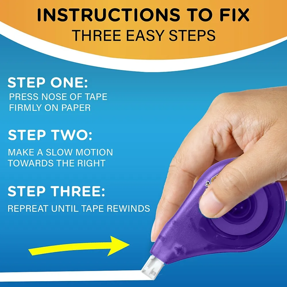 Correction & White-Out|BIC Wite-Out Correction Tape, White, 4/Pack (50589)