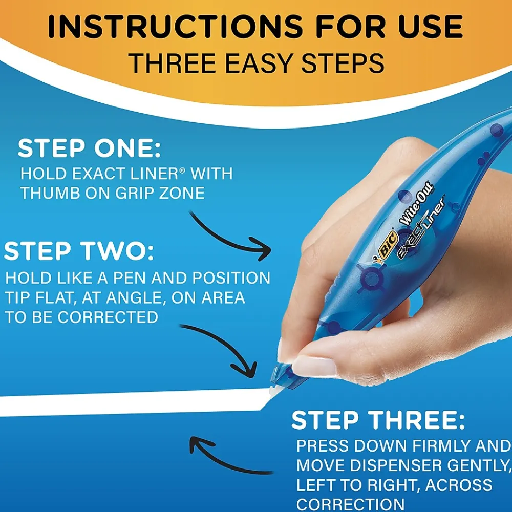 Correction & White-Out|BIC Wite-Out Exact Liner Correction Tape, White, 2/Pack (50744)