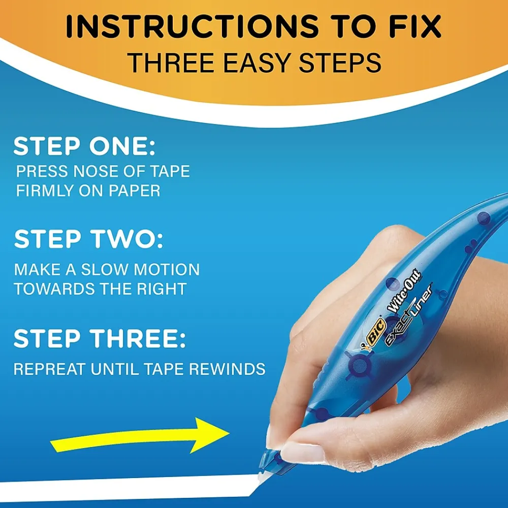 Correction & White-Out|BIC Wite-Out Exact Liner Correction Tape, White, 2/Pack (50744)