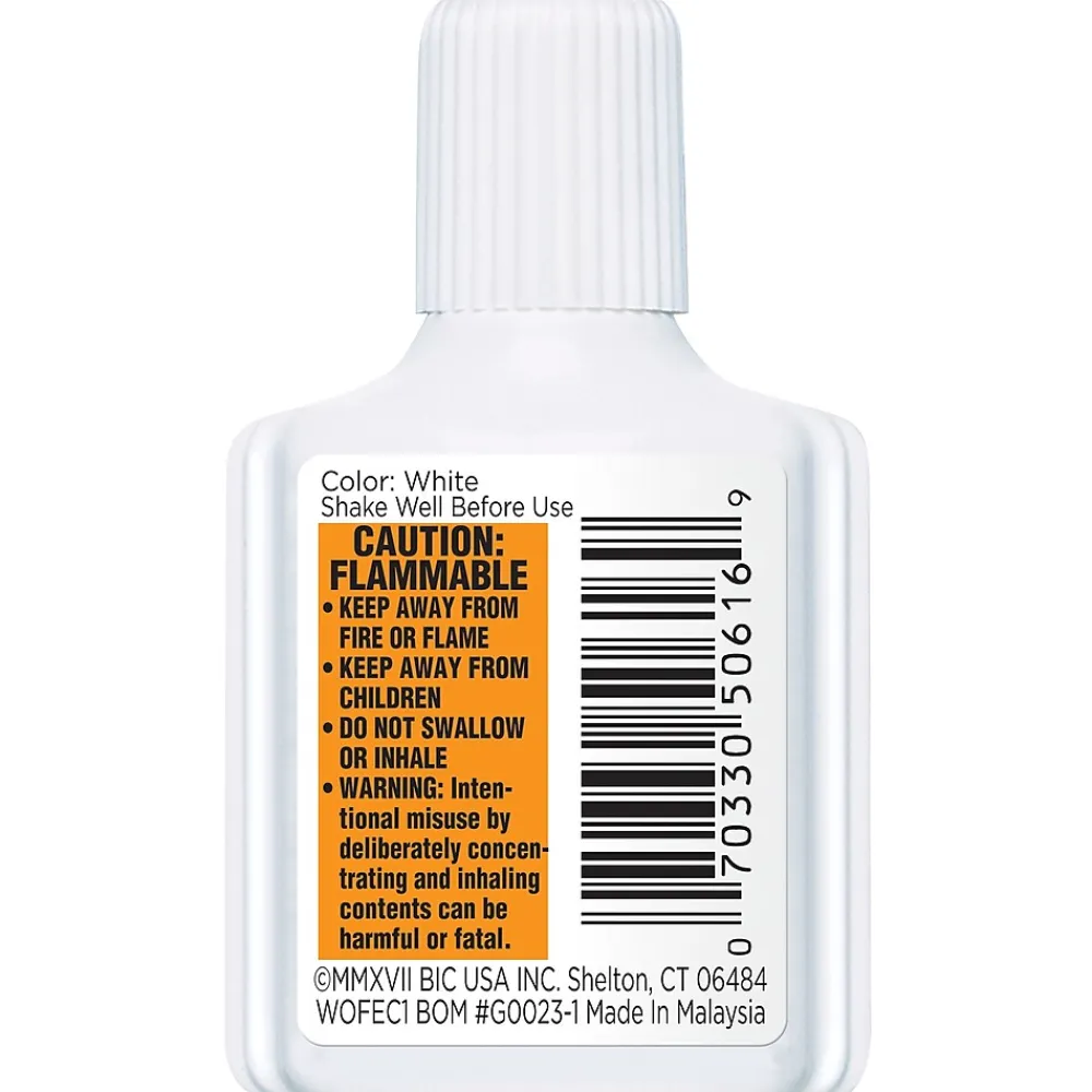 Correction & White-Out|BIC Wite-Out Extra Coverage Correction Fluid, 20 ml., White, 12/Pack (WOFEC12WE)