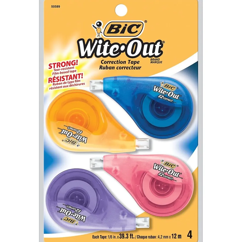 Correction & White-Out|BIC Wite-Out EZ Correct Correction Tape, White, 18/Pack, 4 Packs/Carton (50589-CT)