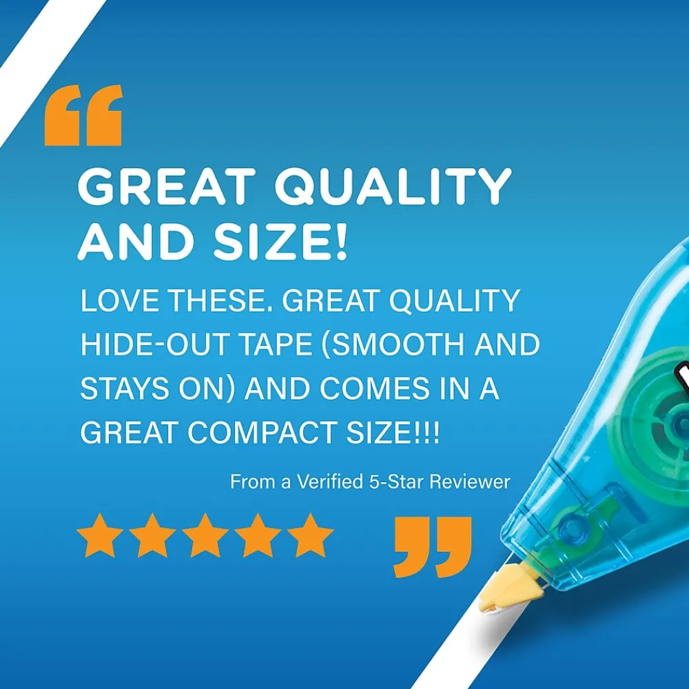 Correction & White-Out|BIC Wite-Out Mini Correction Tape, White, Dozen (WOTM11-WHI)