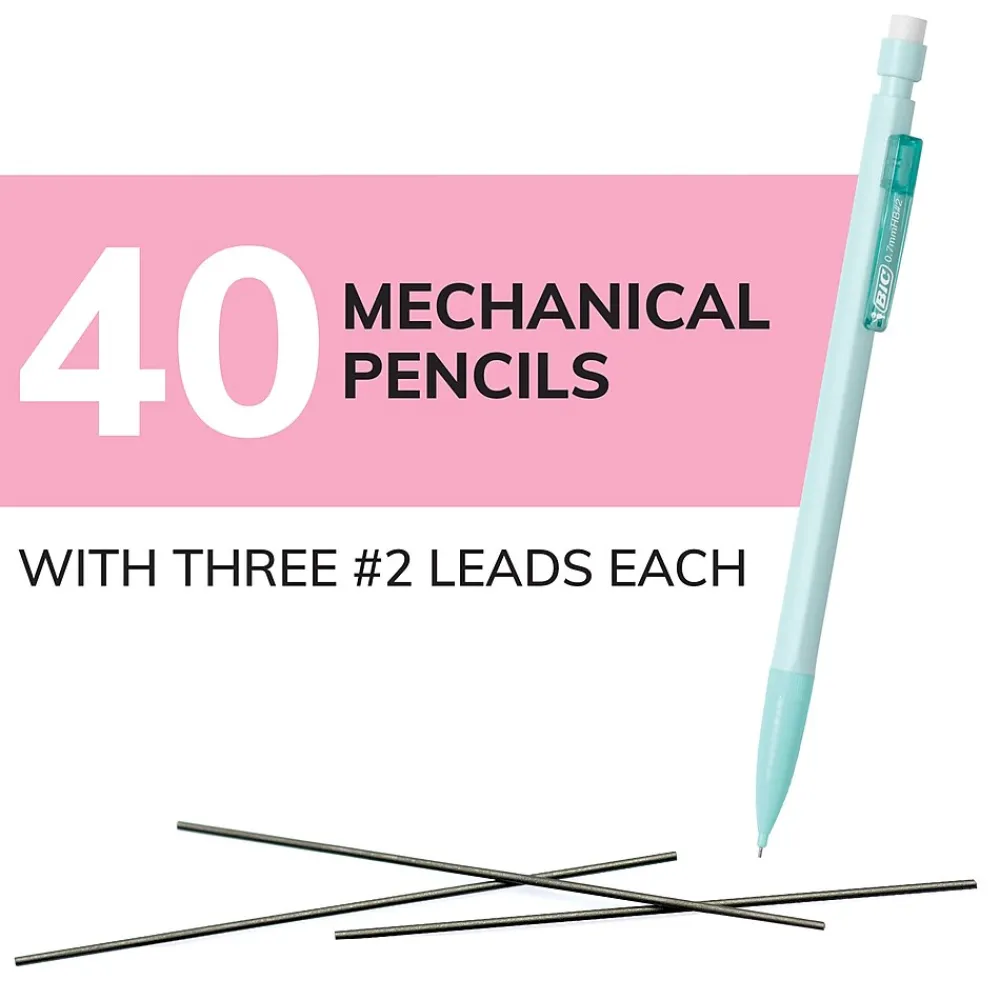 Pencils|BIC Xtra Smooth Mechanical Pencils, 0.7mm, #2 Medium Lead, 40/Pack (MP40TX-BLK)