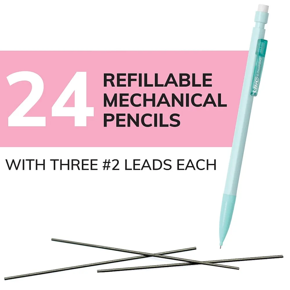 Pencils|BIC Xtra Smooth Pastel Edition Mechanical Pencil, 0.7mm, #2 Medium Lead (MPNP24-BLK)