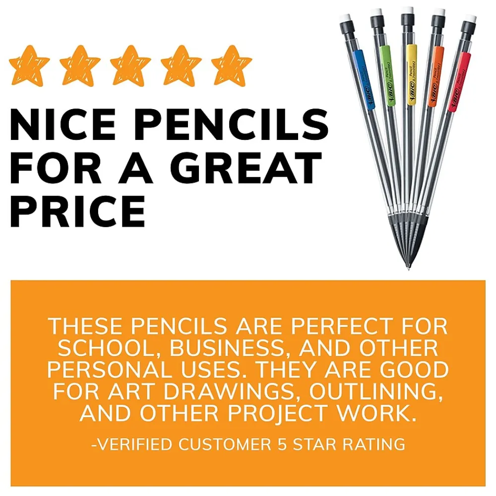 Pencils|BIC Xtra-Smooth Mechanical Pencil, 0.7mm, #2 Medium Lead, 40/Pack (MPP40MJ-BLK)