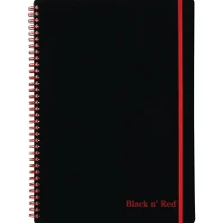 Subject Notebooks|Black N' Red Professional 1-Subject Professional Notebook, 8.25" x 11.75", Wide Ruled, 70 Sheets, Black (JDK-E67008)