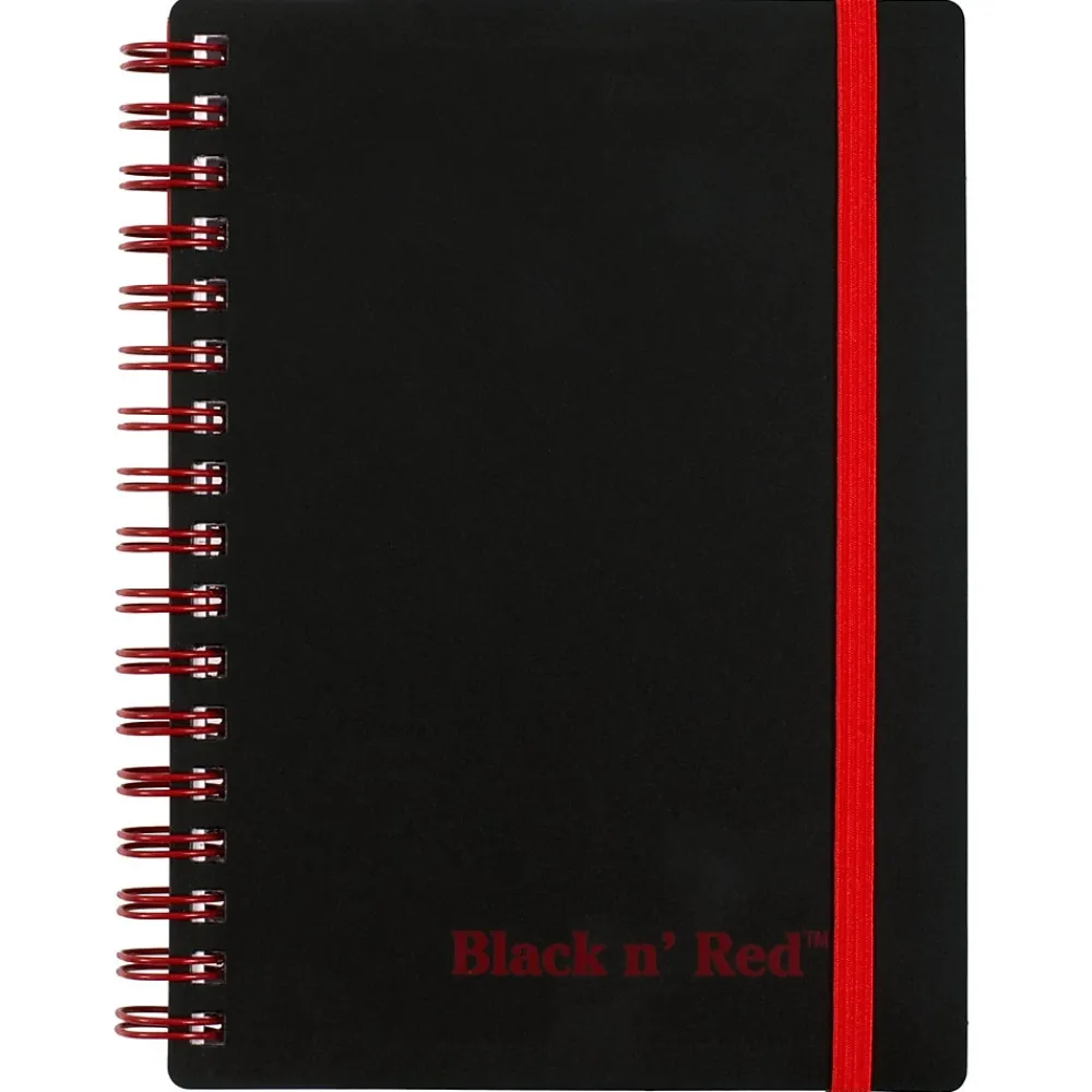 Subject Notebooks|Black N' Red 1-Subject Professional Notebooks, 3.75" x 5.625", Wide Ruled, 70 Sheets, Black (JDKF67010)