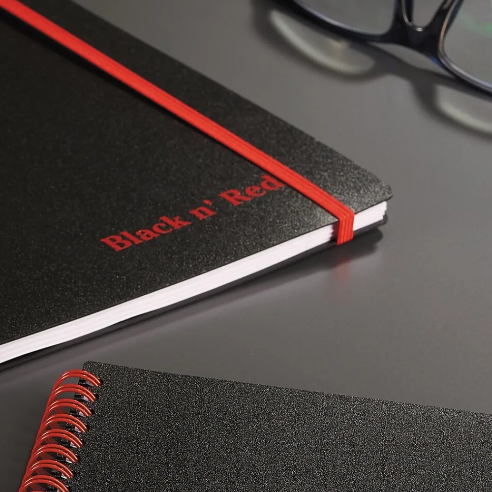 Subject Notebooks|Black N' Red 1-Subject Professional Notebooks, 3.75" x 5.625", Wide Ruled, 70 Sheets, Black (JDKF67010)