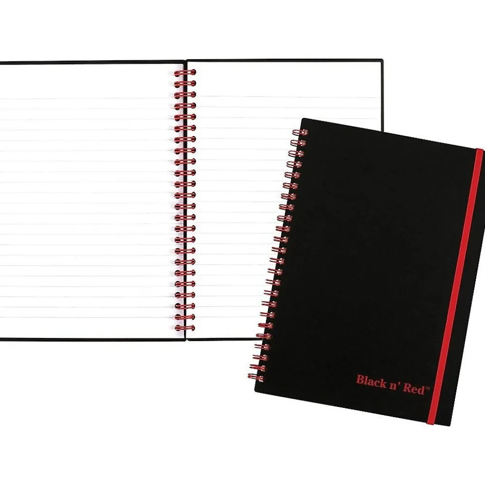 Notebooks|Black N' Red 1-Subject Professional Notebooks, 5.875" x 8.25", Wide Ruled, 70 Sheets, Black (JDK-C67009)