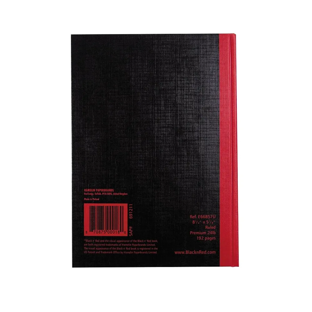 Subject Notebooks|Black N' Red 1-Subject Professional Notebooks, 5.8" x 8.3", Wide Ruled, 96 Sheets, Black (JDK-E66857)