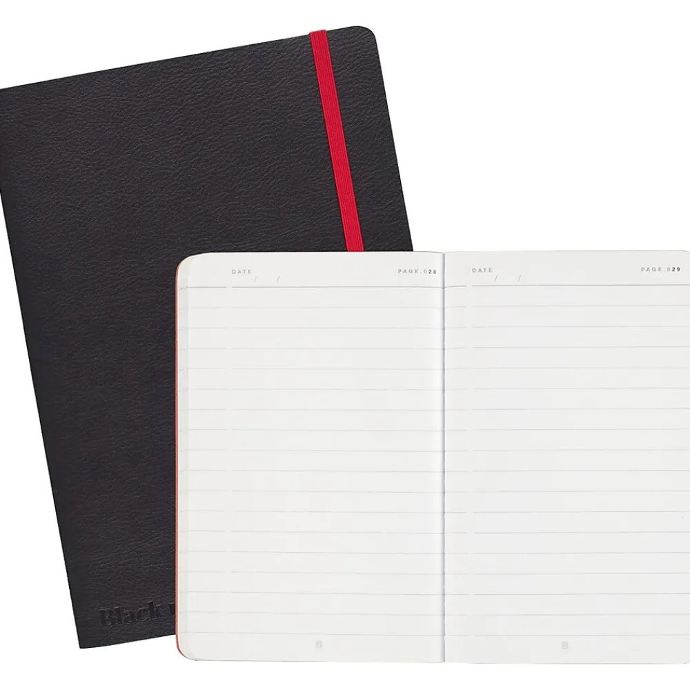 Notebooks|Black N' Red 1-Subject Professional Notebooks, 5.75" x 8.25", Wide Ruled, 71 Sheets, Black (400065000)