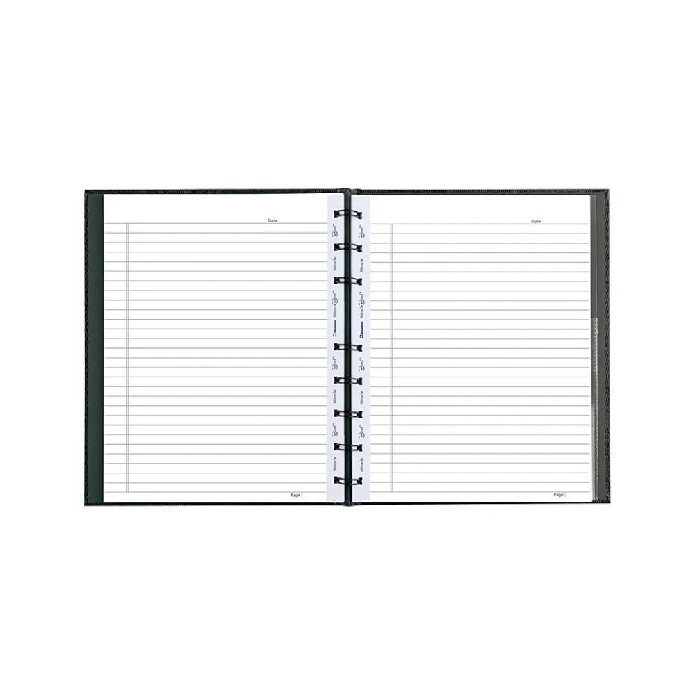 Notebooks|Blueline MiracleBind Professional Notebooks, 7.25" x 9.25", College Ruled, 75 Sheets, Black (AF9150.81)